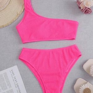 SHEIN Hot pink high waisted bathing suit